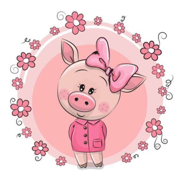 Diamanttavla Cartoon Cute Pig 30x30