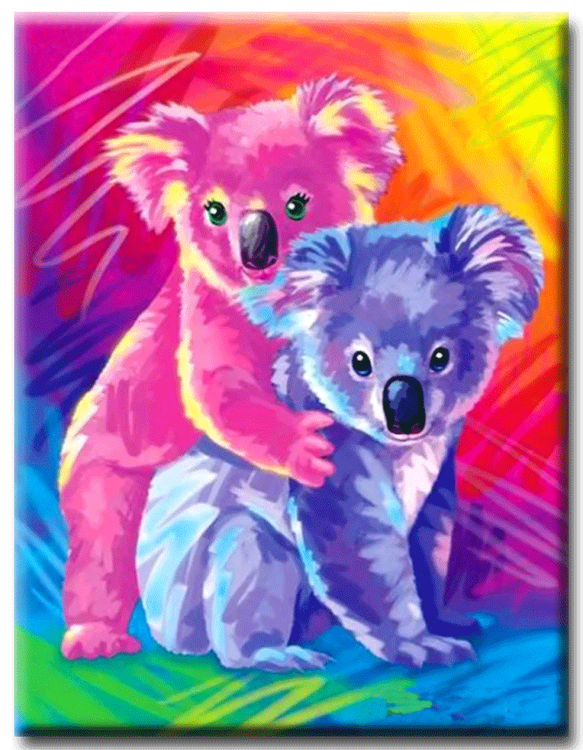 Diamanttavla Colorful Koalas 30x40