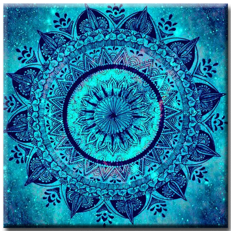 Diamanttavla Mandala Blue 50x50