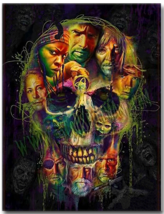 Diamanttavla The Walking Dead Skull 50x70