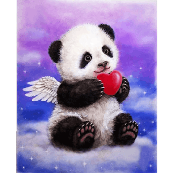 Diamanttavla Panda Love 30x40