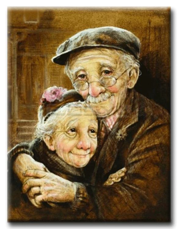 Diamanttavla Old Love Couple 40x50