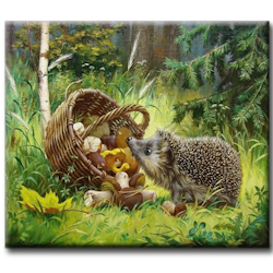 Diamanttavla Hedgehog And Mushrooms 40x50