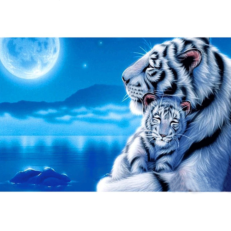 Diamanttavla Tigers Blue Moon 40x50