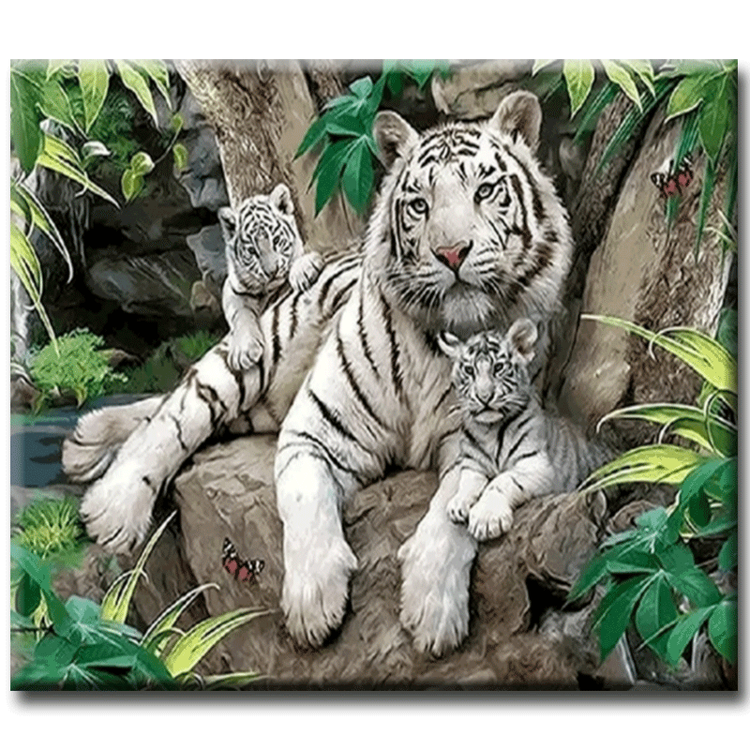 Diamanttavla White Tigers 40x50 - Leveranstid 1-3 dagar