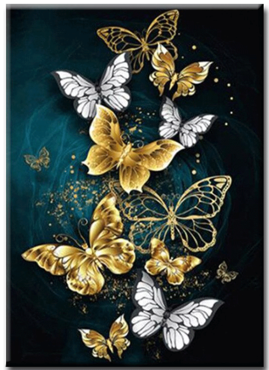 Diamanttavla Gyllene Fjärilar 40x50