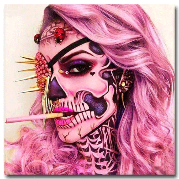 Diamanttavla Pink Skull Beauty 50x50