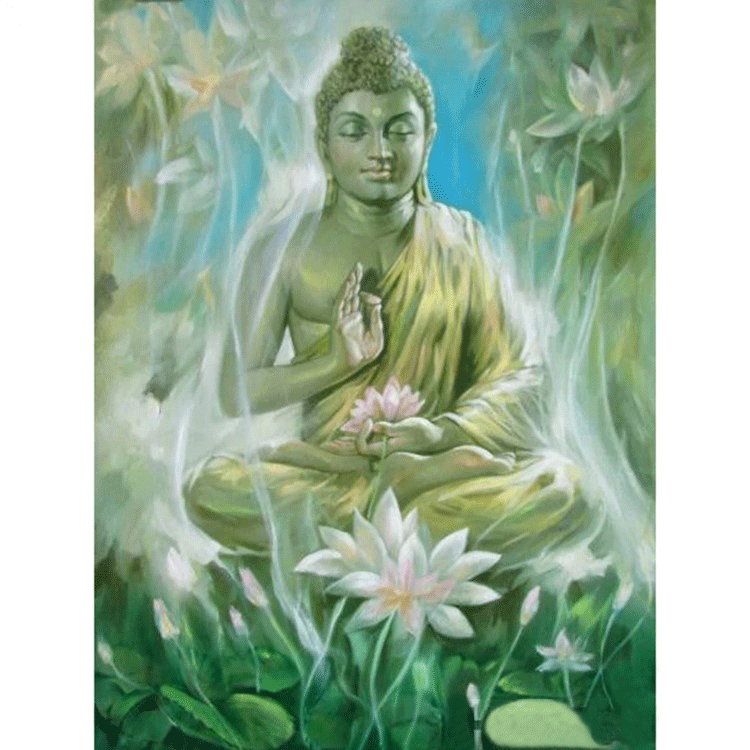 Diamanttavla Buddha Flower Garden 50x70
