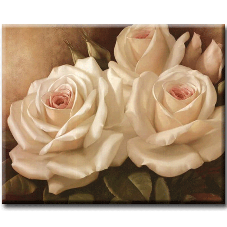 Diamanttavla Roses Creame 30x40