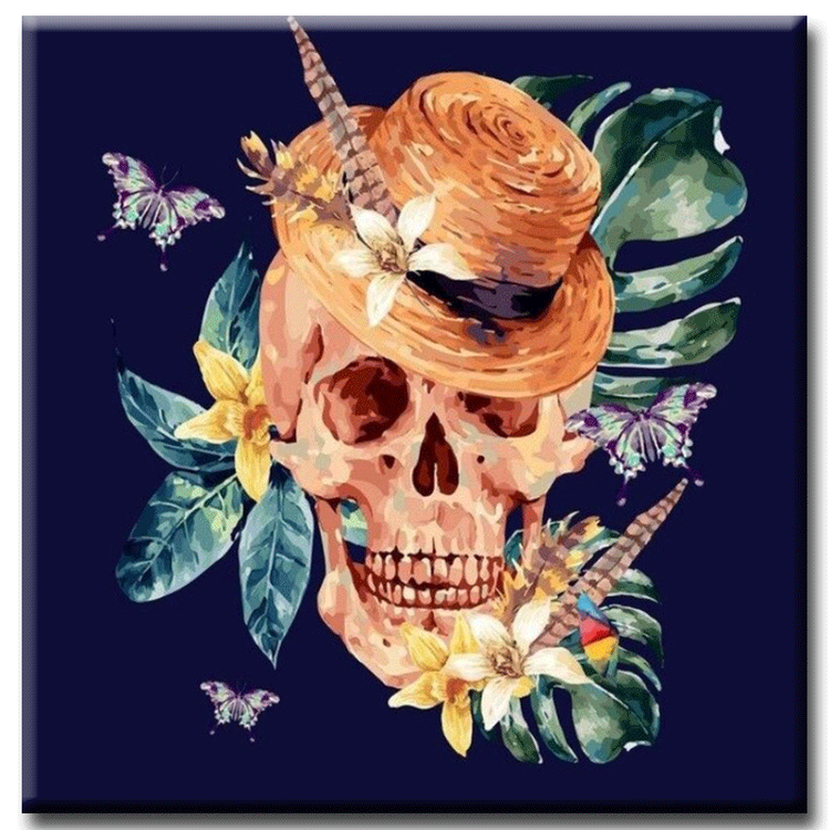 Diamanttavla Tropical Skull 50x50