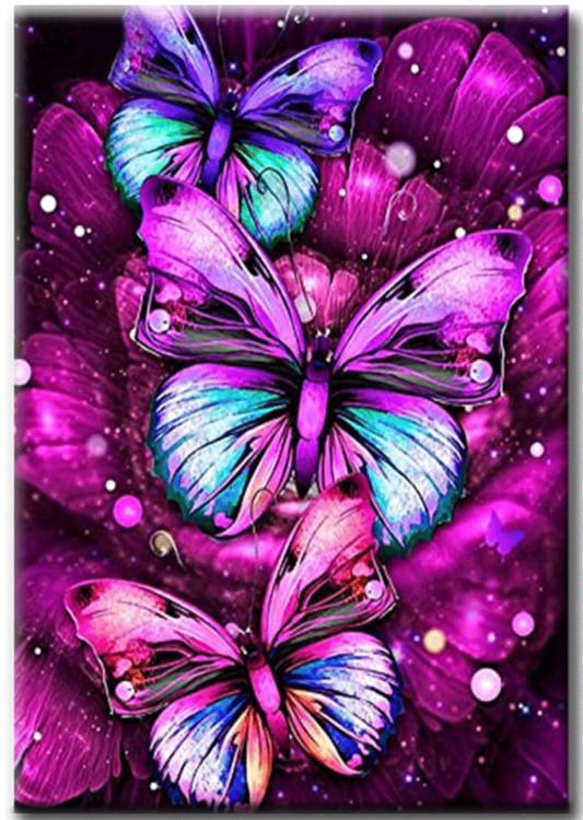 Diamanttavla Purple Butterflies 40x50