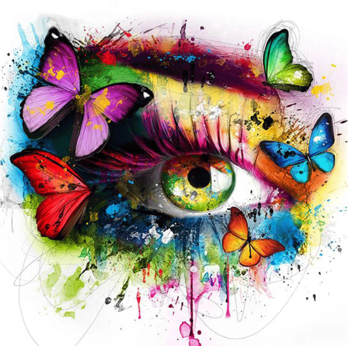 Diamanttavla Color Butterfly Eye 50x50