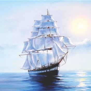 Diamanttavla Ship On The Sea 40x50