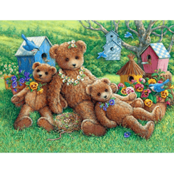 Diamanttavla Summer Teddybears 40x50
