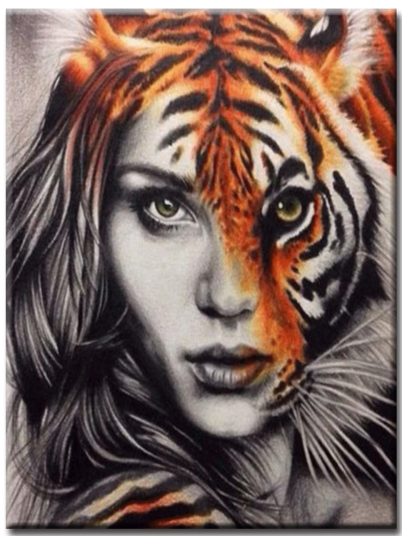 Diamanttavla (R) Tigerwoman 40x50