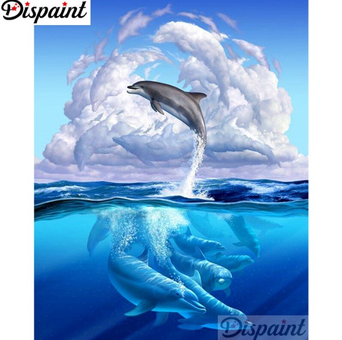 Diamanttavla Sea Dolphins 40x50