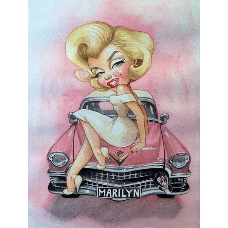 Diamanttavla Marilyn Pink Car 40×50