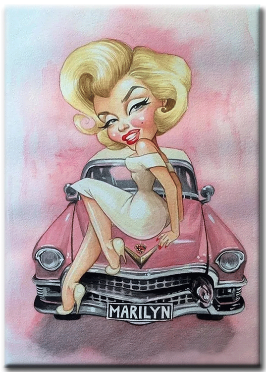 Diamanttavla Marilyn Pink Car 40×50