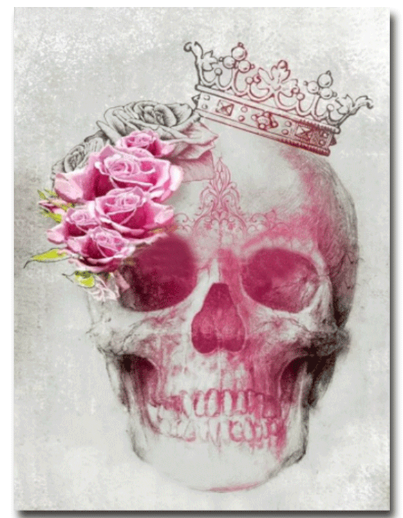Diamanttavla Pink Rose Skull 40x50