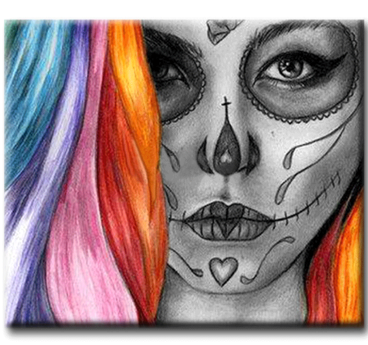 Diamanttavla Color Mexican Skull 40x50
