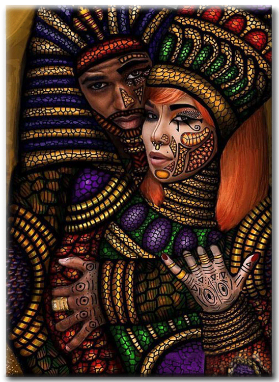 Diamanttavla Egyptian Couple 40x50