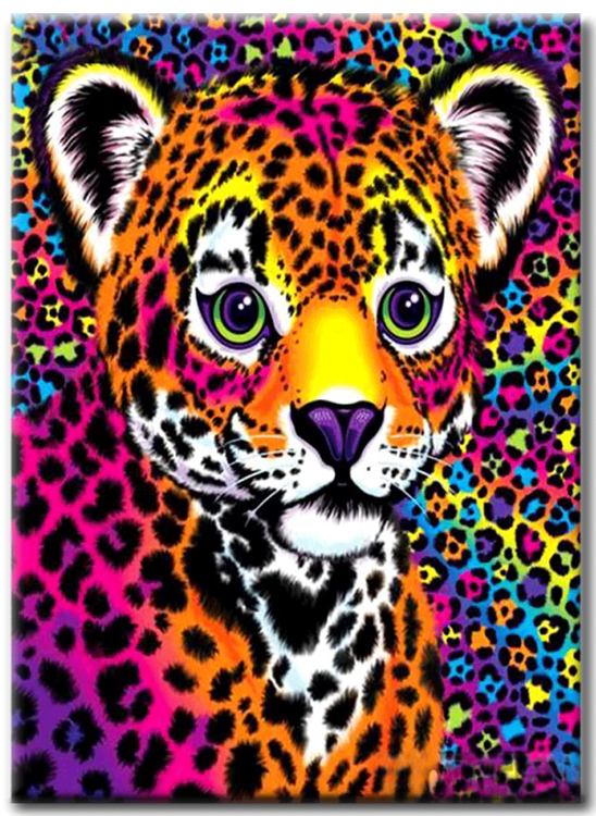Diamanttavla Colorful Leopard Baby 30x40