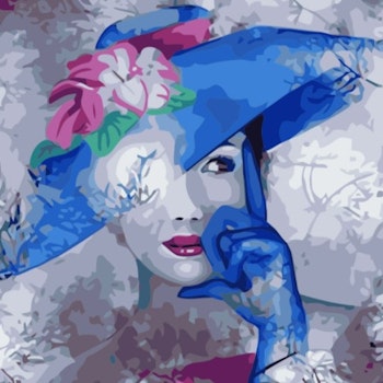 Paint By Numbers Woman Blue Hat 40x50