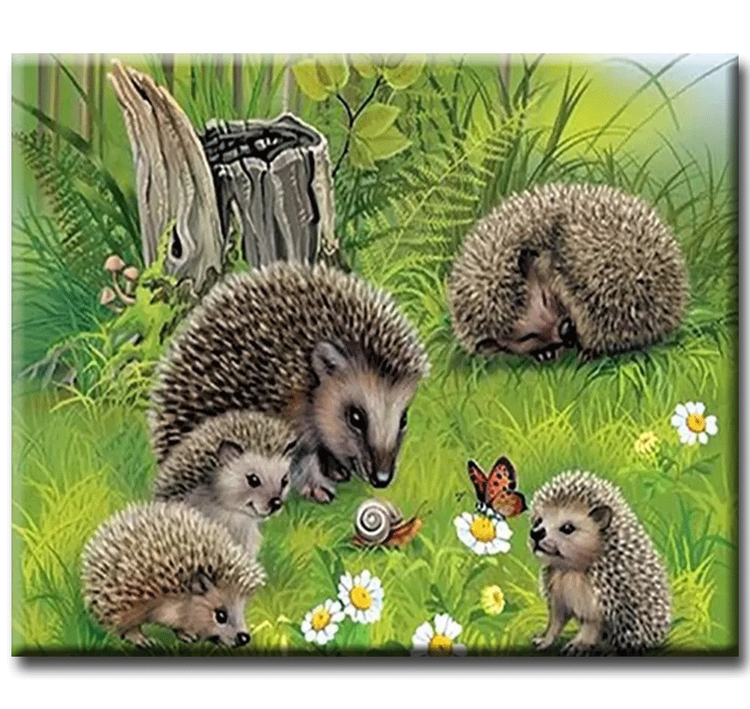 Diamanttavla (R) Hedgehog Family 40x50