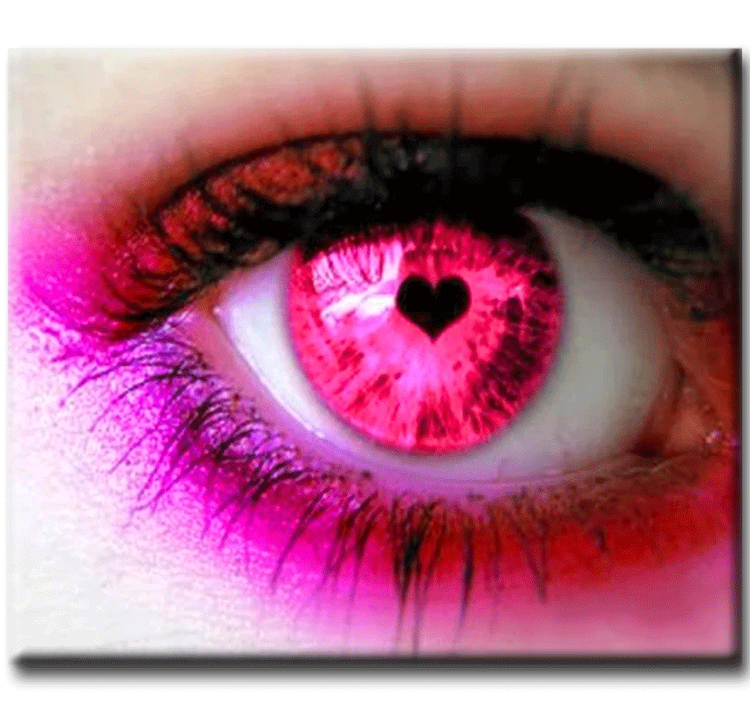 Diamanttavla Pink Heart Eye 40x50