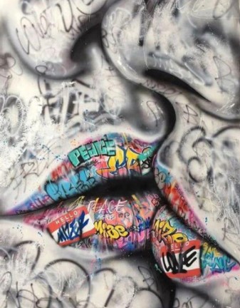 Diamanttavla Grafitti Kiss 50x70