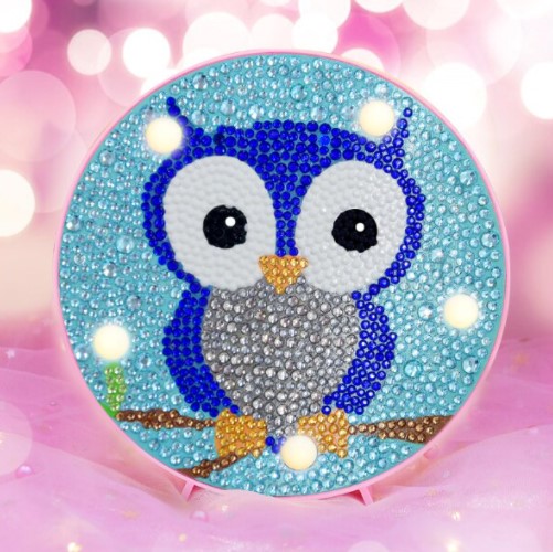 Diamanttavla Ledlampa Cute Owl