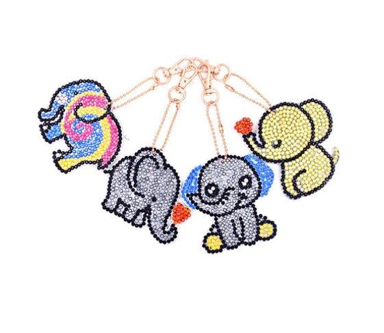 Nyckelringar Elefanter 4-pack