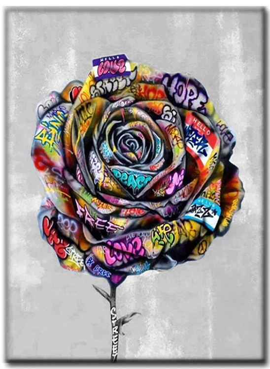 Diamanttavla Grafitti Rose 40x50