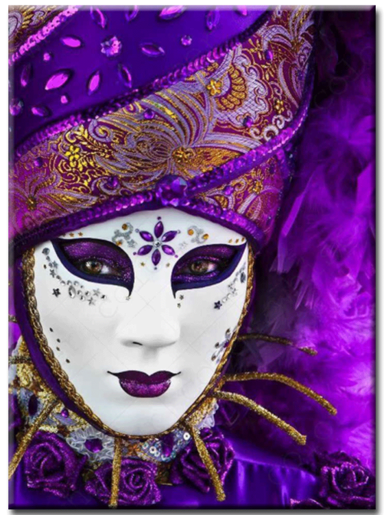 Diamanttavla Mask Purlpe 40x50