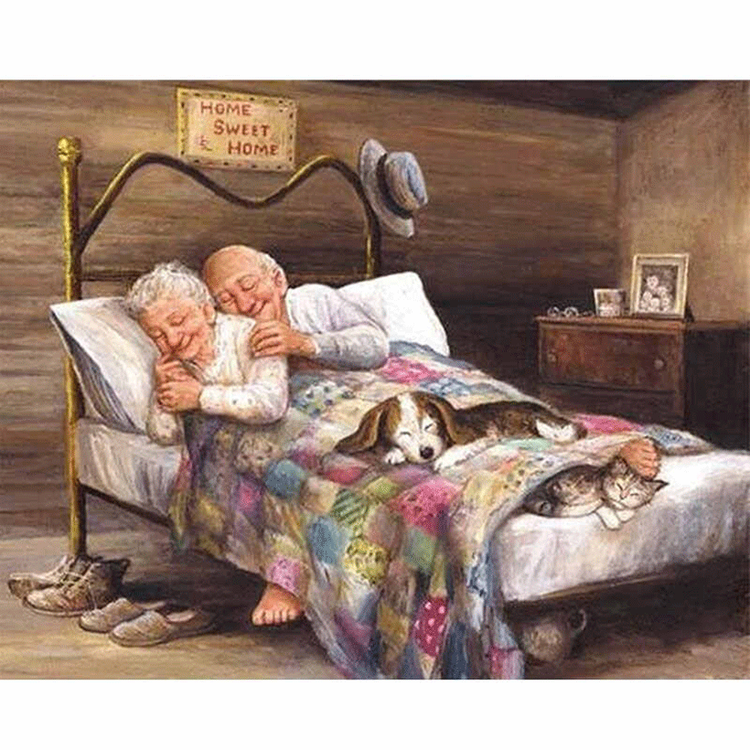 Diamanttavla Old Couple 40x50