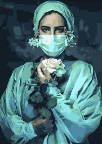 Paint By Numbers Nurse With Rose 50x70