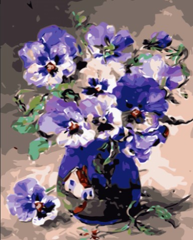 Paint By Numbers Blå Blommor I Kruka 40x50