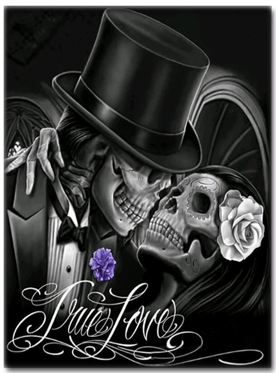 Diamanttavla Skull Love 40x50