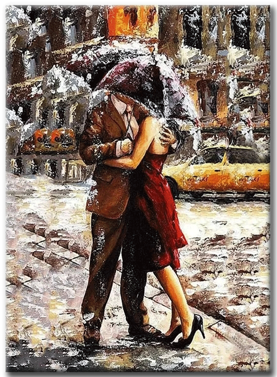 Paint By Numbers Lovers In Rain 40x50