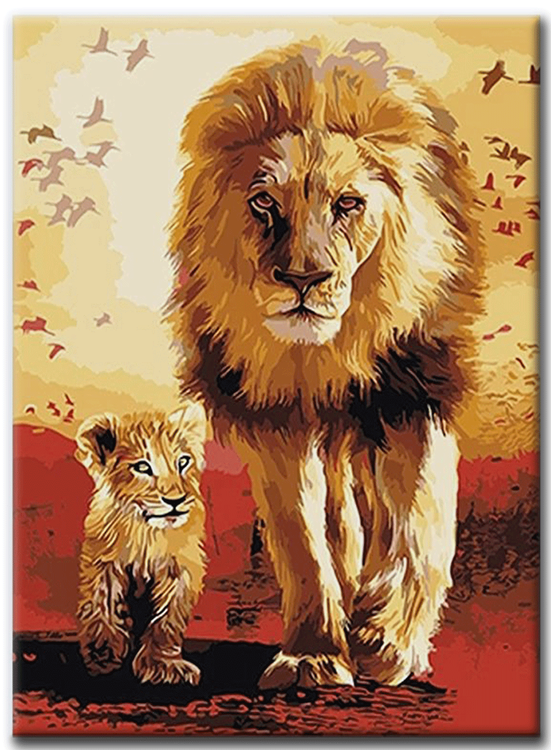 Paint By Numbers Lionking And Son 40x50