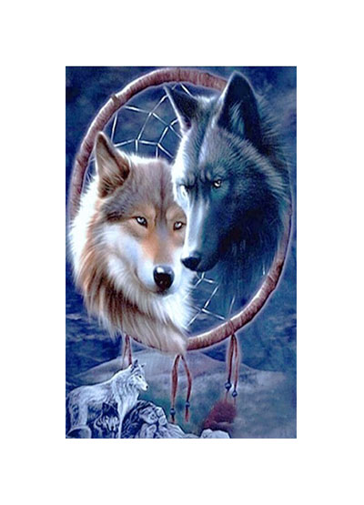 Diamanttavla Wolf Dreamcatcher 40x50