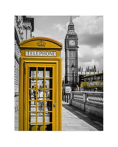 Diamanttavla London Yellow Phone 40x50