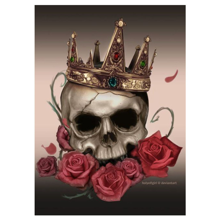 Diamanttavla (R) Rose Crown Skull 40x50