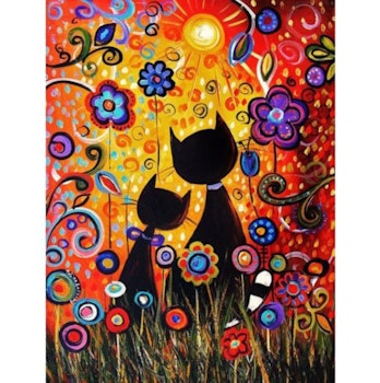 Diamanttavla Painted Flower Cats 30x40