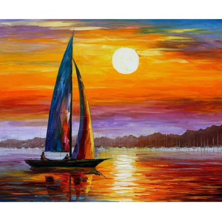 Diamanttavla Sailing In Sunset 30x40