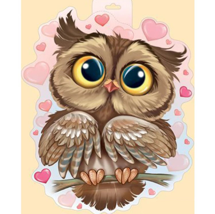 Diamanttavla Cute Owl Hearts 40x50