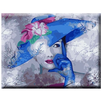 Paint By Numbers Woman Blue Hat 40x50