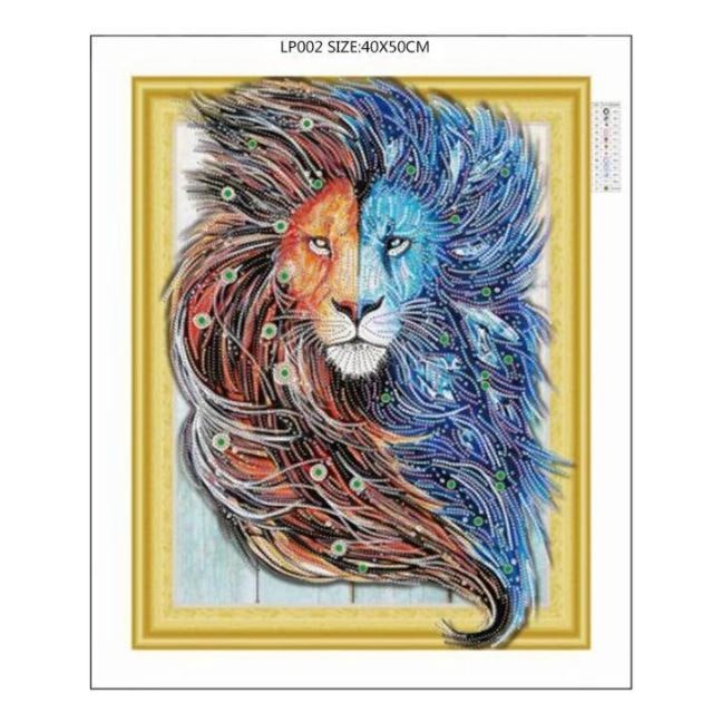 Diamanttavla Special Lion Blue And Red 40x50