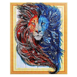 Diamanttavla Special Lion Blue And Red 40x50