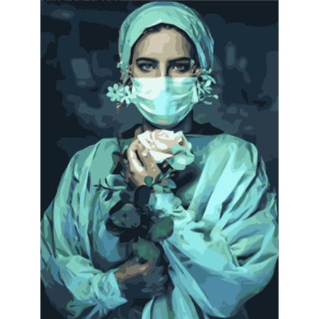 Paint By Numbers Nurse With Rose 50x70
